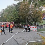 Feuerwehr Löschübung am Kindergarten in Oestheim
