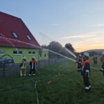 Feuerwehr Löschübung am Kindergarten in Oestheim