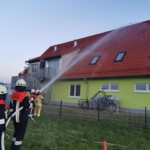 Feuerwehr Löschübung am Kindergarten in Oestheim
