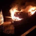Bild der brennenden Scheune in Diebach